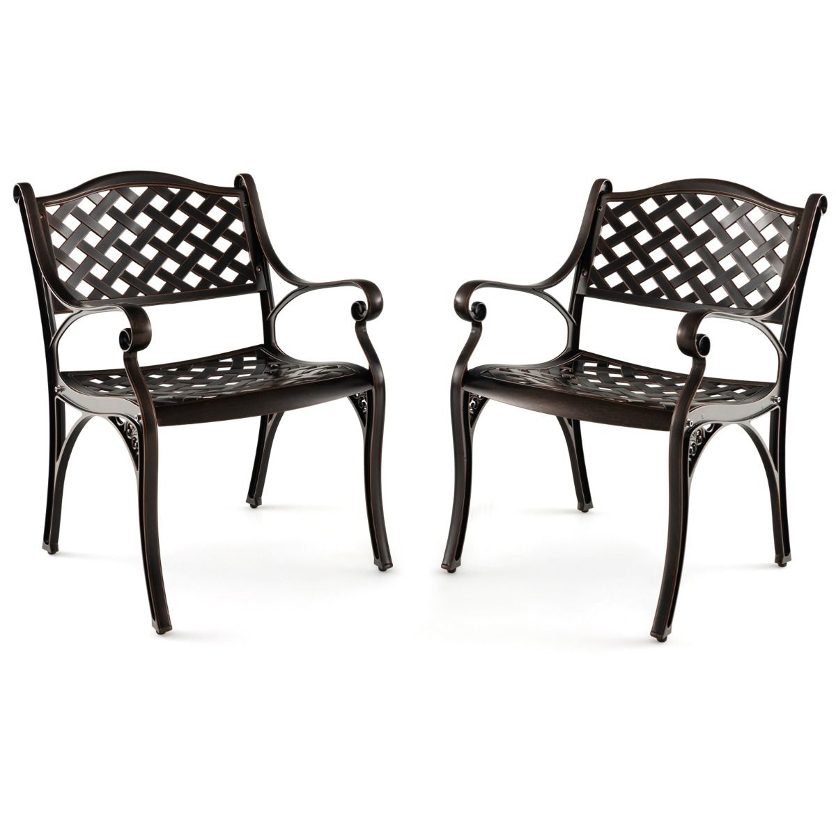 Coast Set of 2 Garden Chairs Bronze 60x56.5x82 cm - Chaises de terrasse en fonte d'aluminium résistantes aux intempéries avec accoudoirs pour le jardin, le balcon et l'arrière-cour