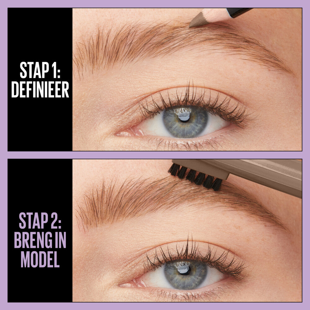Crayon à sourcils Maybelline Express Brow - 04 Deep Brown - À tailler, avec brosse - Formule à base de cire
