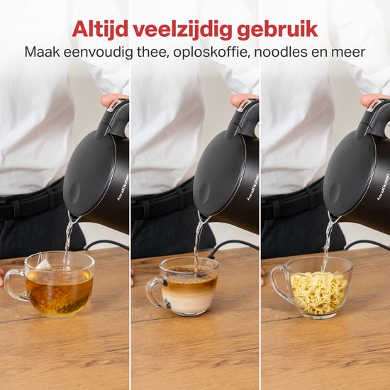 Bouilloire AoraKitchen - Ecran tactile LED - Réglage de la température - Bouilloires - 1.7L - Electrique - Cool Touch - Noir