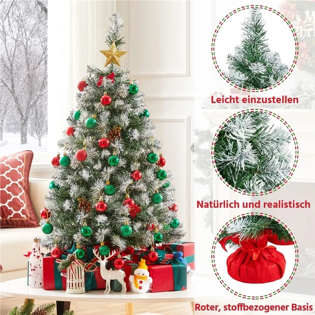 Yaheetech Arbre de Noël Artificiel - 90 cm - Effet de neige - Table Top - 96 branches - Standard - Vert