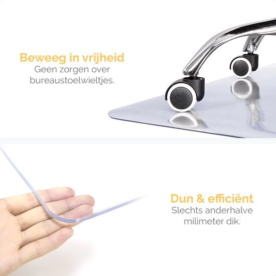 Goliving Protecteur de sol chaise de bureau - Tapis de chaise de bureau - PVC - Insonorisant - Pour sols durs - 90 x 120 cm - Transparent