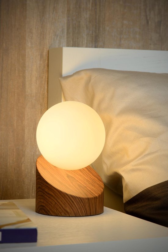 Lucide LEN - Lampe de table - Ø 10 cm - 1xG9 - Aspect bois foncé - Japandi