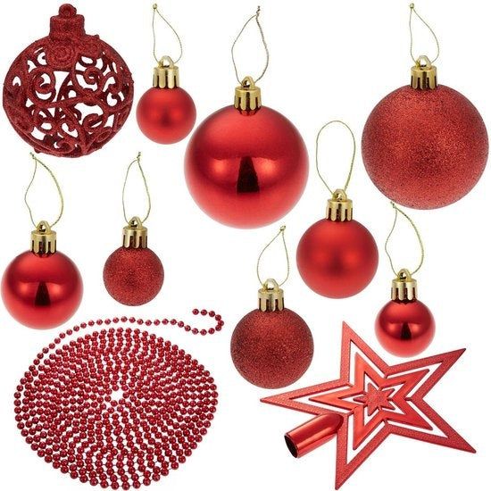 tectake - Lot de 86 boules rouges - 403324