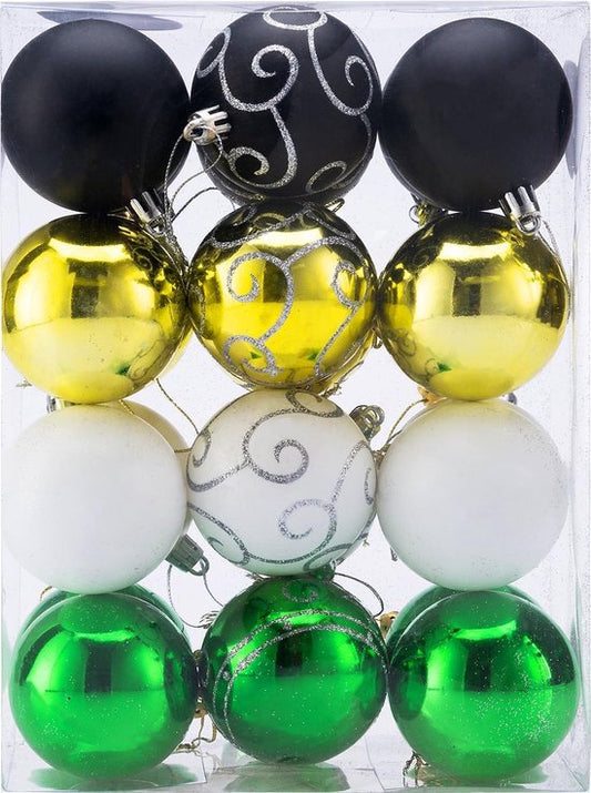 Boules de sapin de Noël 24pcs Ø6cm - Plastique brillant mat - Vert