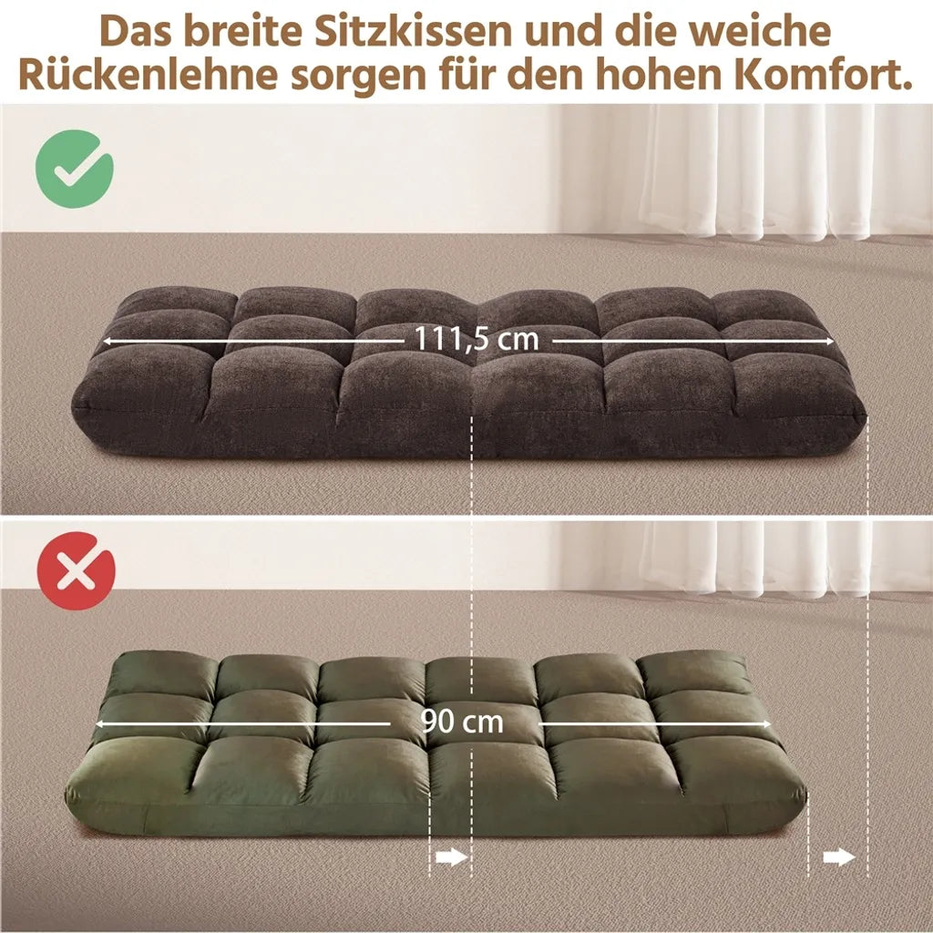 Chaise de sol réglable Yaheetech - Marron - Chaise de détente pliable avec 14 positions réglables