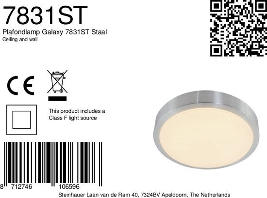 Plafonnier Galaxy 7831ST en acier, IP44, adapté à la salle de bains, style moderne, Mexlite