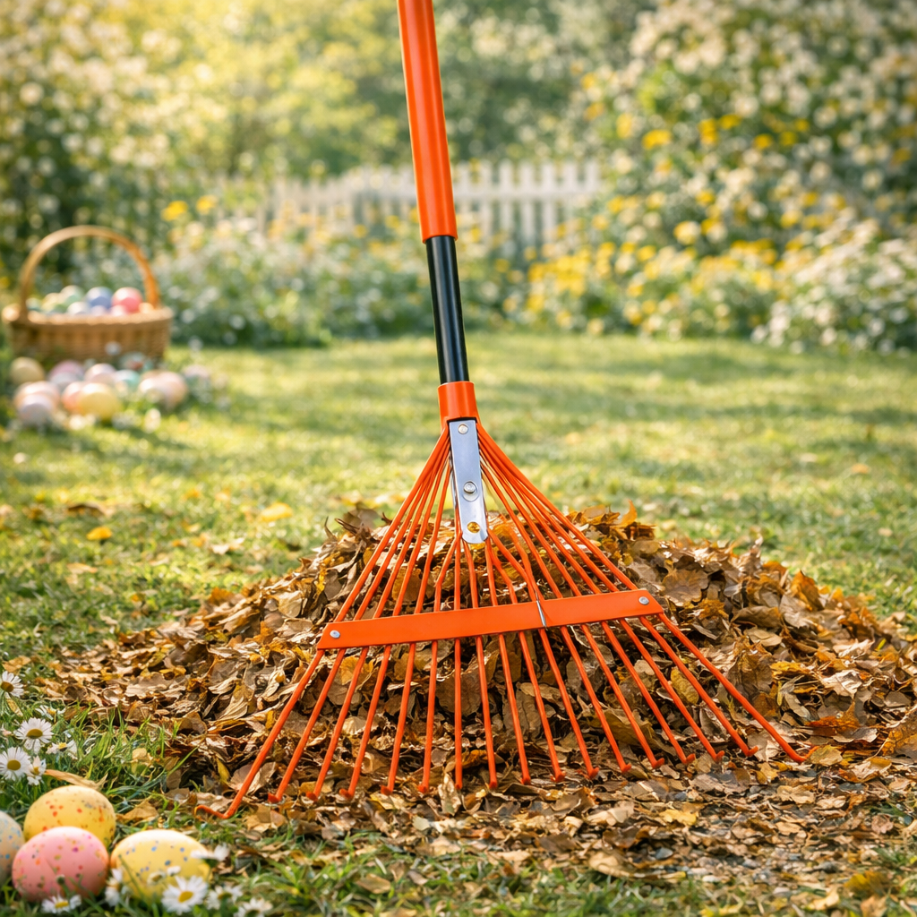 Râteau de Jardin - BLACK+DECKER - Râteau à Feuilles avec Poignée Confortable - 164 x 60 x 3 CM - Orange/Noir