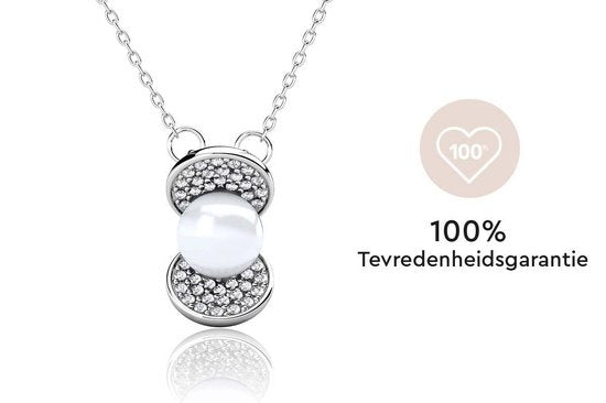 Yolora Collier femme avec pendentif - Perle et 52 cristaux Kalpa Camaka - Argent - Plaqué or blanc 18K - Collier femme argent - Bijoux - Coffret cadeau de luxe - Coffret cadeau - Coffret cadeau exclusif - Bel emballage cadeau