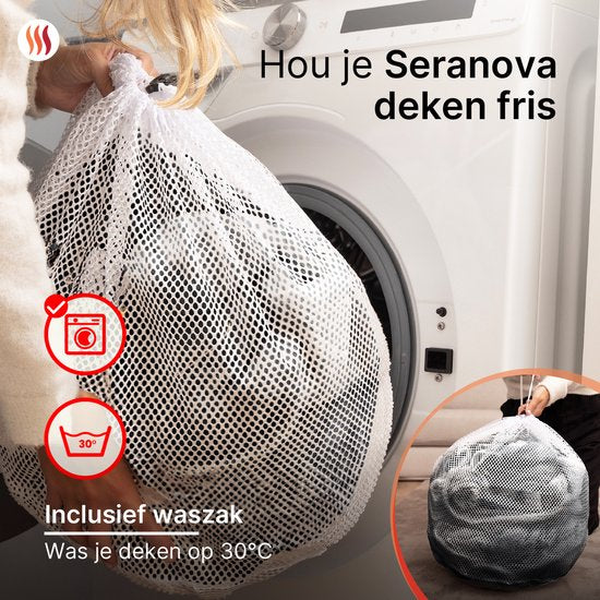 Seranova Couverture électrique XXL - Fils chauffants supplémentaires - Modèle rayé - 180x160 cm - Couverture chauffante pour 2 personnes - Polaire double face - Gris