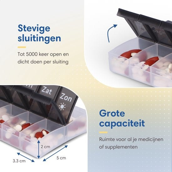 SafeLife XL boîte à médicaments 7 jours avec compartiments matin/soir - néerlandais - boîte à pilules - grands compartiments - boîte à pilules 7 jours
