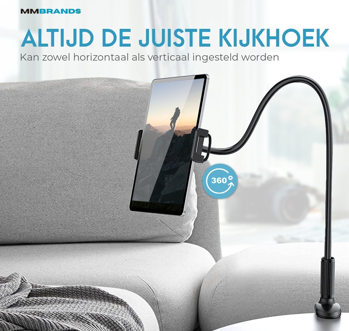 MM Brands Tablet Holder Flexible - Smartphone Stand Universal - Tripod suitable for Desk Table and Bed - ipad - Phone - GSM - Black