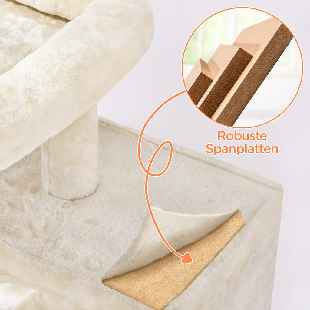 Yaheetech Cat Post Beige - 91 cm de haut - Avec 2 maisons pour chat, griffoirs en sisal et balle de jeu