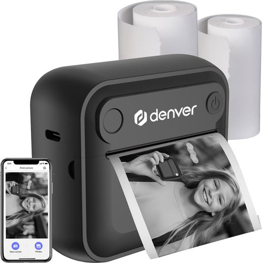 Denver Mini Pocket Printer - Imprimante d'autocollants - Papier thermique - Bluetooth - Imprimante photo mobile - MBP32B