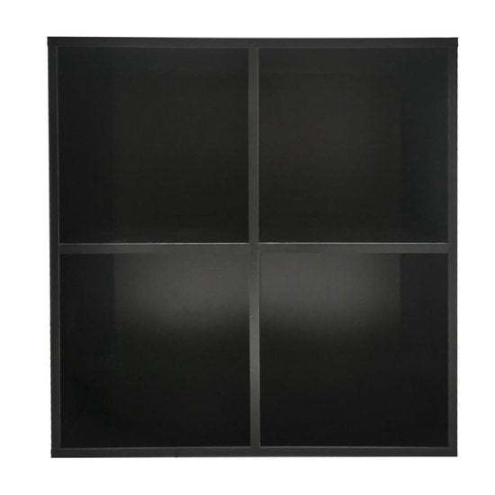 Meuble de rangement pour disques vinyles - rangement disques vinyles lp - bibliothèque - 4 compartiments - noir