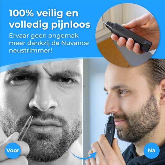 Nuvance - Tondeuse nez - Tondeuse nez homme et femme - Tondeuse oreilles - Tondeuse poils de nez - Rechargeable Usb - Lavable