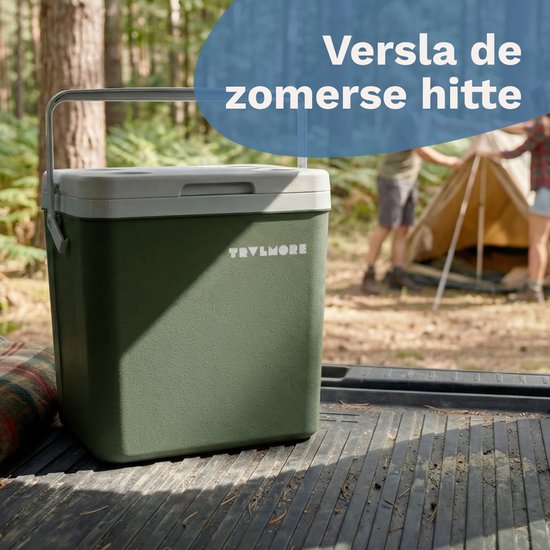 TRVLMORE Cool Box 26L - Frigobox - 2 éléments réfrigérants inclus - Vert