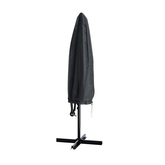 Parasol à bras articulé Tristar - 300 cm, rond - Jardin - Hauteur réglable - Pied en croix et housse de protection inclus - PA-7905 - Anthracite
