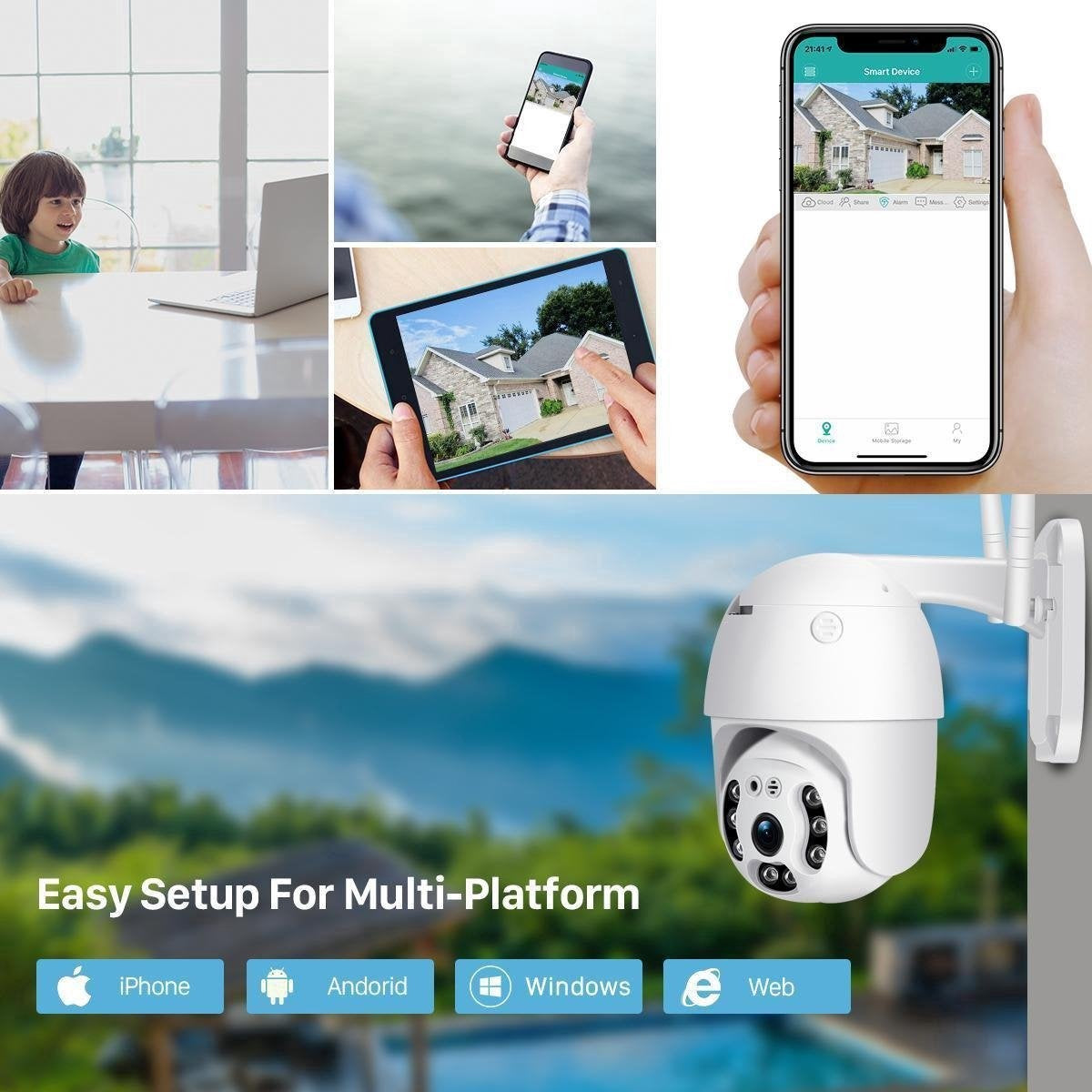 Caméra de sécurité extérieure - Fuegobird - Caméra IP - Smart Wifi Waterproof IP66 - extérieur - rotation et inclinaison - Support 2.4G/5G WIFI - 1080P