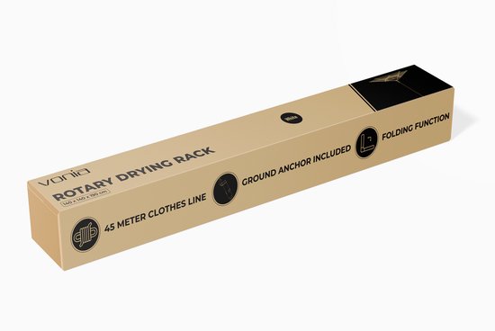Vonia Dryer - Support de séchage - Séchoir avec ancrage au sol - Longueur de séchage 45 mètres - Blanc