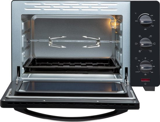 Four autonome Inventum OV307B - 30 L - Chaleur tournante - Broche rotative - 100-230 °C - 5 modes de cuisson - Noir