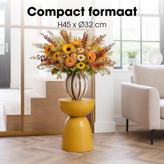 Table d'appoint Mica Decorations Elliot - Table d'appoint ronde H45 x Ø32 cm - Petite table d'appoint pour le salon ou la chambre - Idéale comme table pour plantes - Fer avec revêtement par poudrage - Jaune ocre