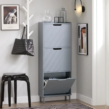 SoBuy Meuble à chaussures - 3 volets - 50 x 19 x 129 cm - Gris