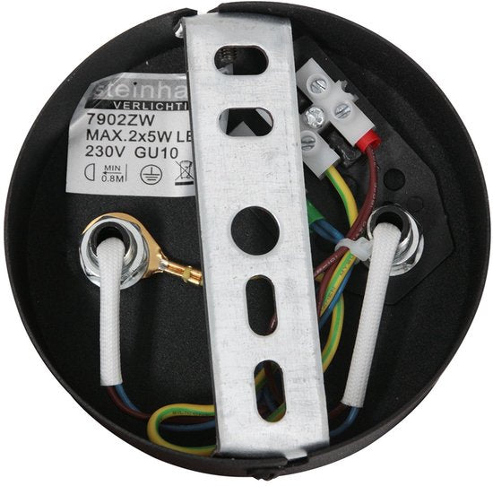 Spot Natasja 7902ZW : spot noir à 2 lampes en métal avec douilles GU10 à intensité variable, pour l'intérieur, au design moderne