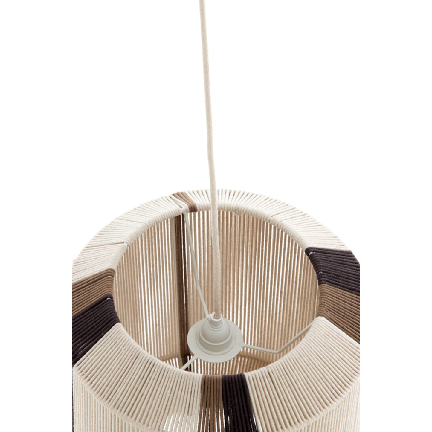 Suspension Light & Living Kozana – Ø 36 x 43 cm – Lampe en tissu élégante, couleur crème/marron foncé – Luminaire rond créant une ambiance chaleureuse pour le salon – Source lumineuse non fournie – E27
