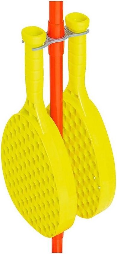 Swingball Classic - Bâton de tennis avec base toutes surfaces - avec support de raquette et piquet de terre - rouge/jaune