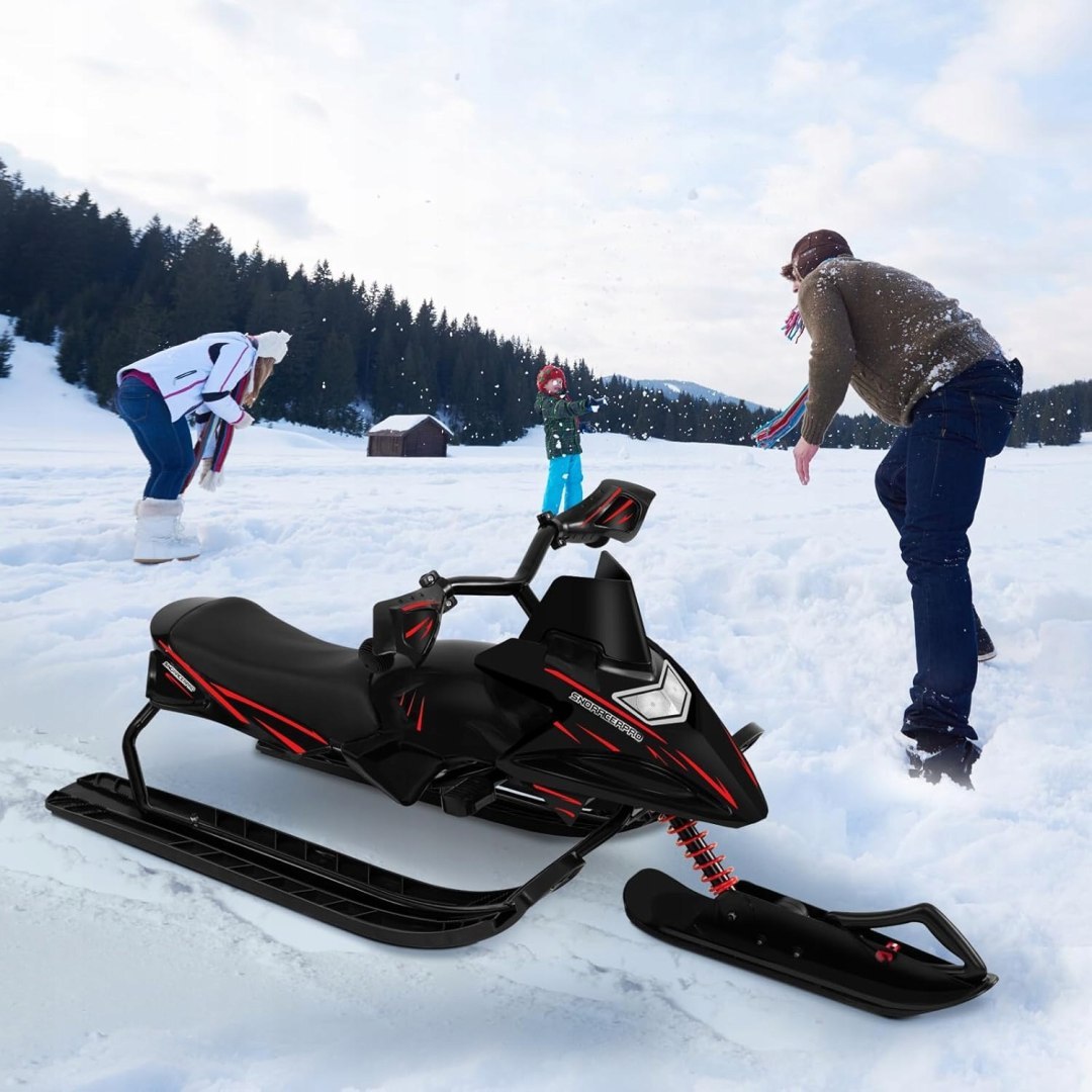 Laneetal Luge pour enfants Noir/Rouge - 121 x 43 x 50 cm - Avec guidon et frein à pied - Jusqu'à 90 kg
