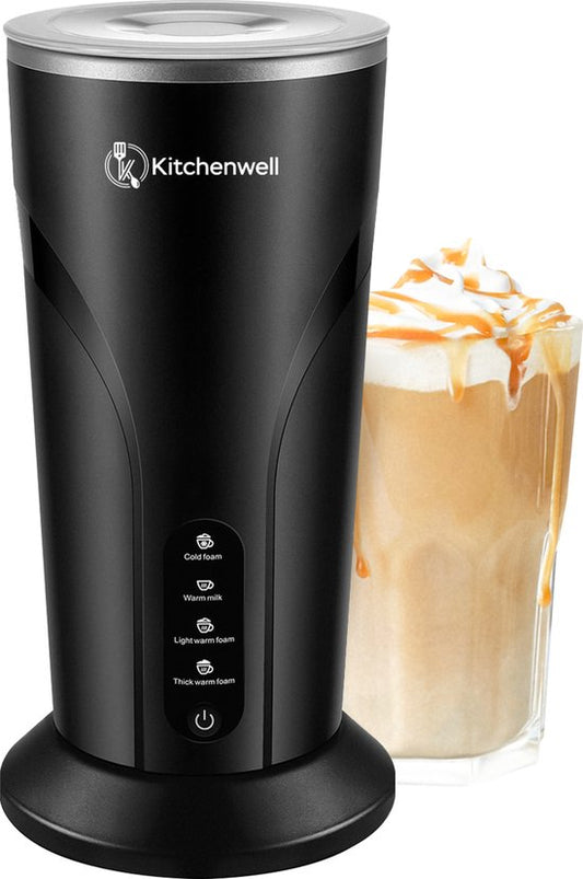 Kitchenwell Mousseur à lait électrique - 4 en 1 - Mousseurs à lait - Mousseur à lait - Noir