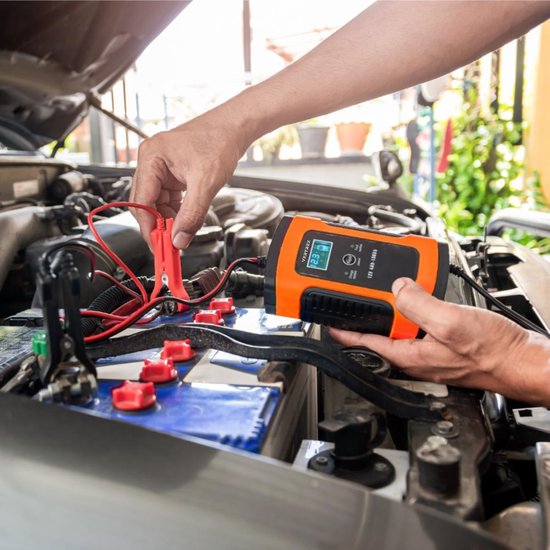 VERTREX Chargeur de batterie - Chargeur de secours - Convient à la moto, à l'auto et au scooter - 12V 6A