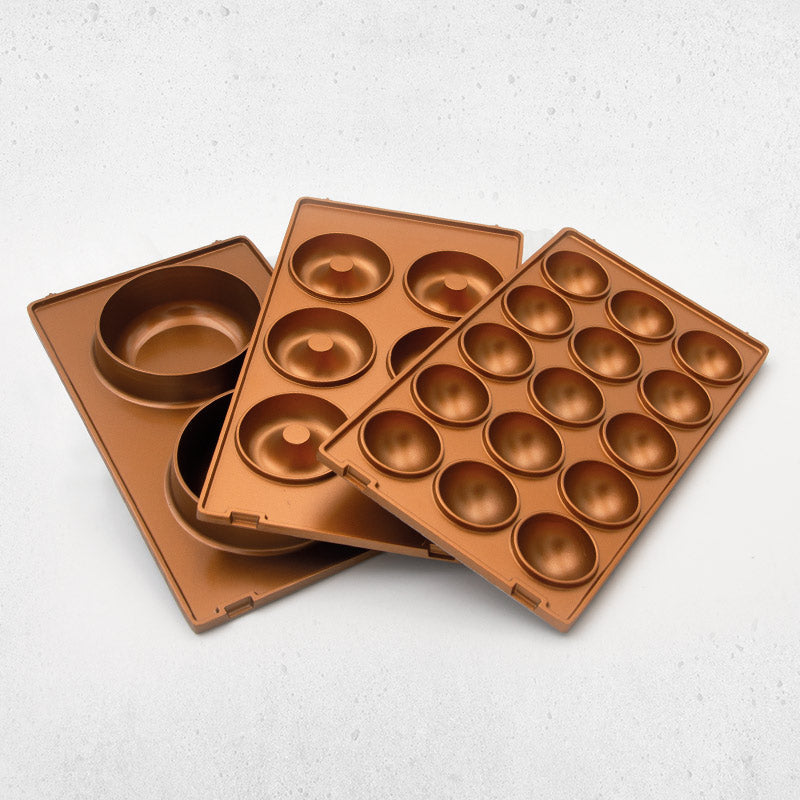 Lot de plaques de cuisson Livington FlipSwitch - Cakepops, beignets et mini-gâteaux - 6 plaques amovibles