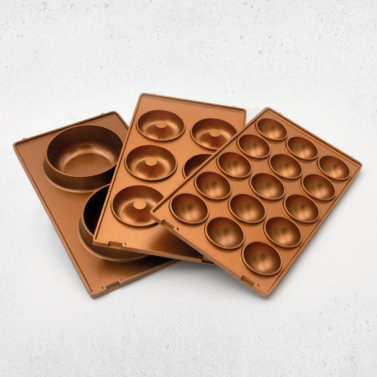 Lot de plaques de cuisson Livington FlipSwitch - Cakepops, beignets et mini-gâteaux - 6 plaques amovibles