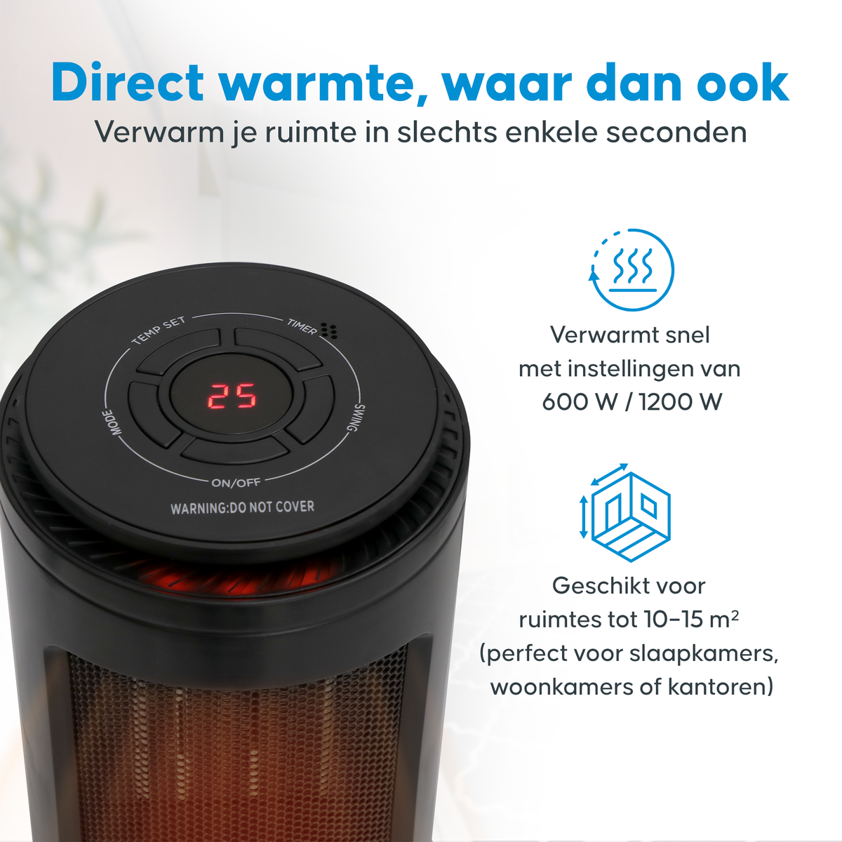Aironex - Réchaud céramique - Modèle K1000 - 1200 W - Avec télécommande et écran LCD - Antichute & Rotatif - Plastique - Noir