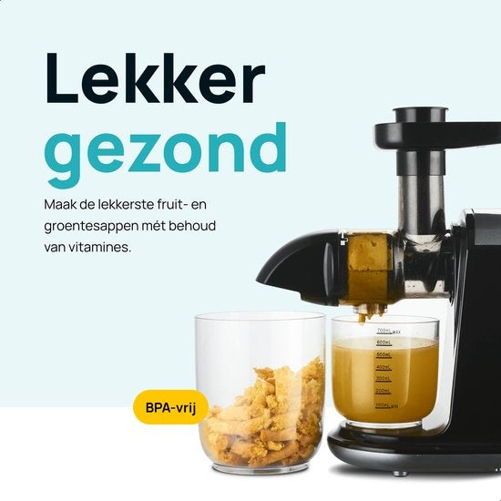 MOA Slowjuicer horizontal - Pour fruits et légumes - Pulpe sèche - 700 ml - Noir - SJ15G