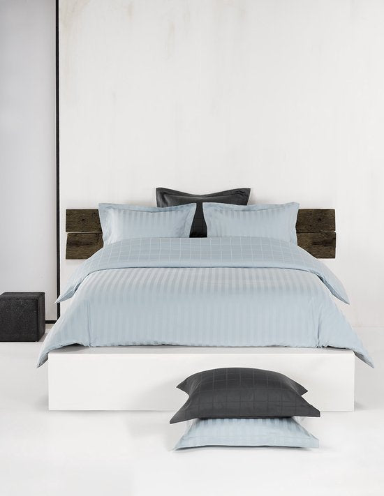 Housse de couette De Witte Lietaer en satin de coton Zygo - Format hôtel - 260 x 240 cm - Bleu