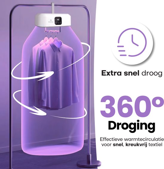 Sèche-linge à condensation Hendriqs® 8 kg - 90 °C : mini-sèche-linge avec stérilisation par UV - Des vêtements secs et une pièce chauffée en même temps - Alternative au sèche-linge à pompe à chaleur, au lave-linge/sèche-linge, à l'armoire de séchage, au s