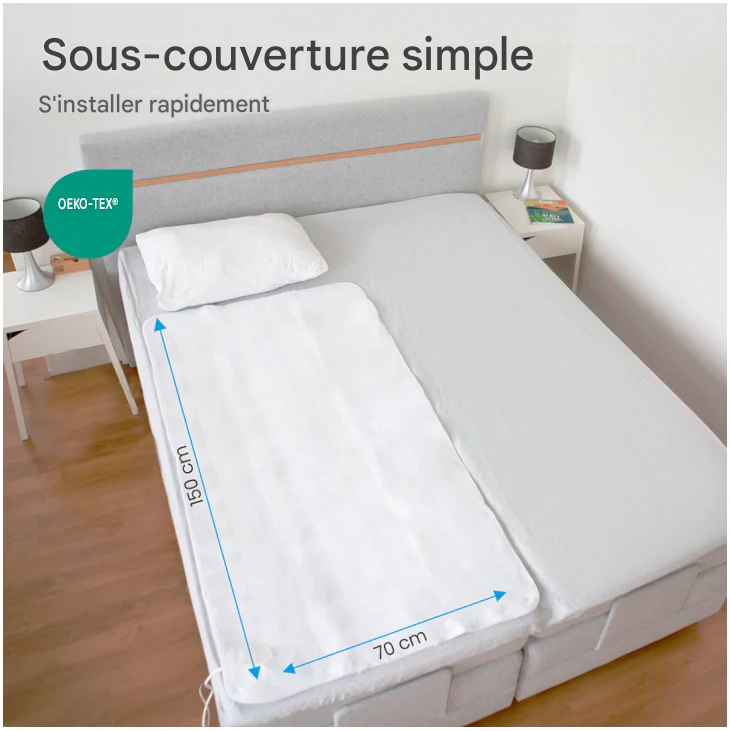 Auronic - Couverture électrique de luxe - 150x80 cm - Polyester blanc - 9 niveaux de chaleur et zone de pieds réglables séparément - Minuterie et protection contre la surchauffe - Lavable