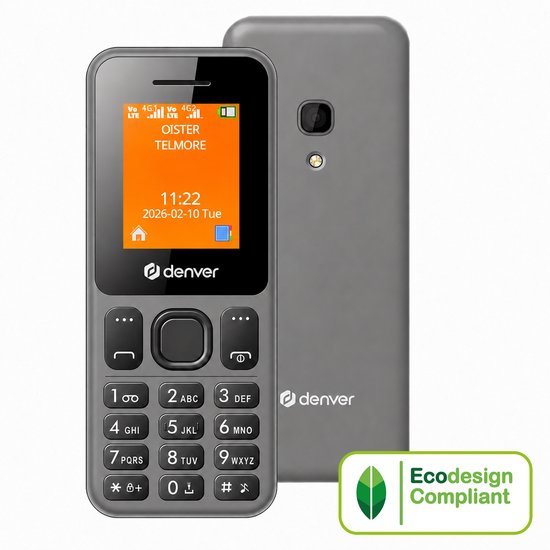 Téléphone portable Denver pour seniors 4G - GSM - Sans smartphone - Radio FM - Double SIM - Sans verrouillage SIM - Modèle 2026 - FAS1880L