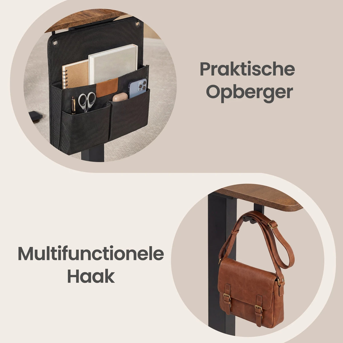 Bureau assis-debout électrique Joyfurnos 140 x 60 cm - Réglable en hauteur avec fonction mémoire - USB-C - Marron