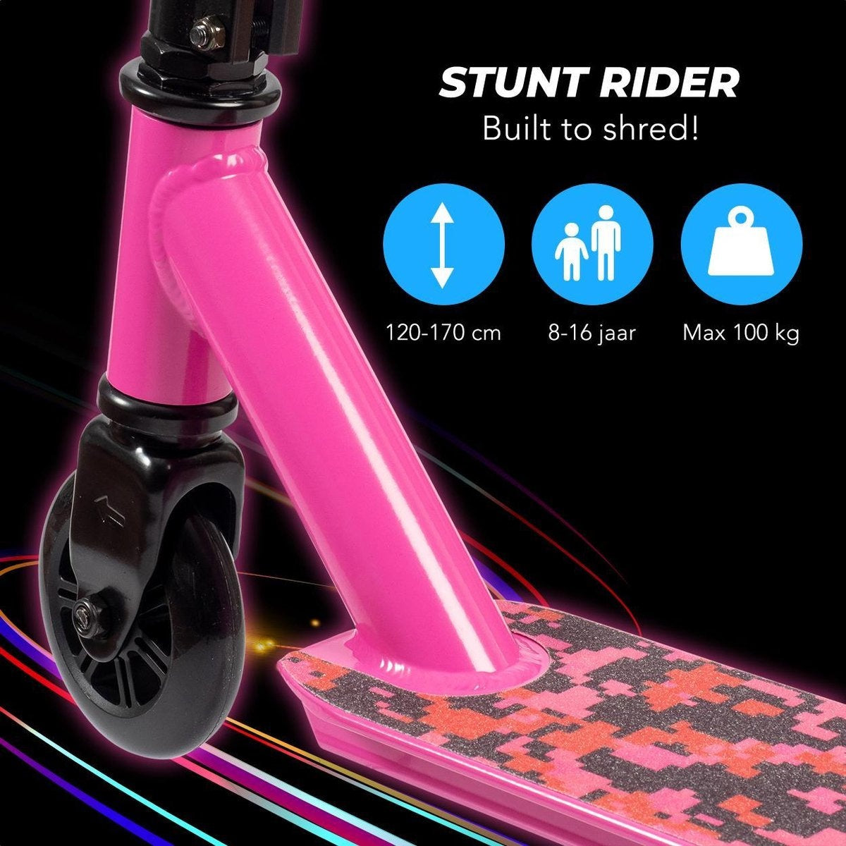 LifeGoods StuntRider - Scooter cascadeur - Étape 8+ Years - Roues 100mm - Garçons/Filles - Rose