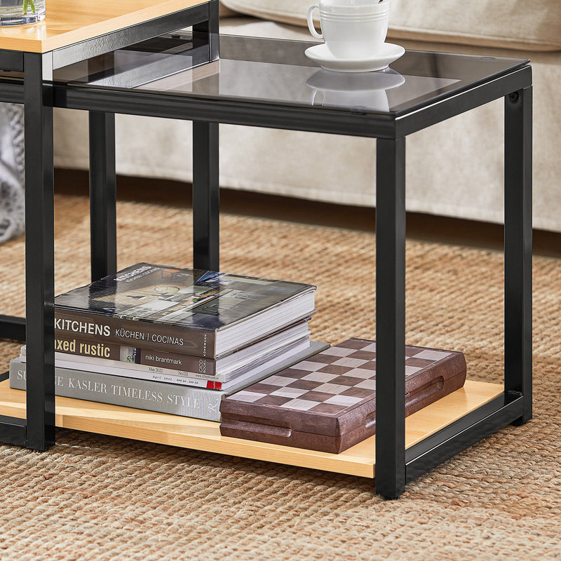 SoBuy Tables d'appoint - Lot de 2 tables basses - Max 25KG - 40 x 40 x 50 cm - Couleur bois