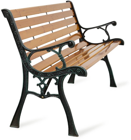Lifa Garden Banc de jardin nostalgique - Banc d'extérieur - Pin naturel, acier - Marron - 126x52x73cm(LxLxH)