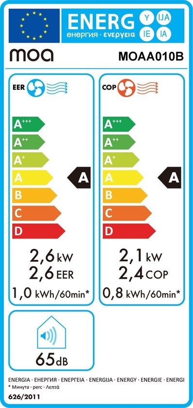 Climatiseur mobile MOA - 9000 BTU - déshumidification - 60 m2 - Noir