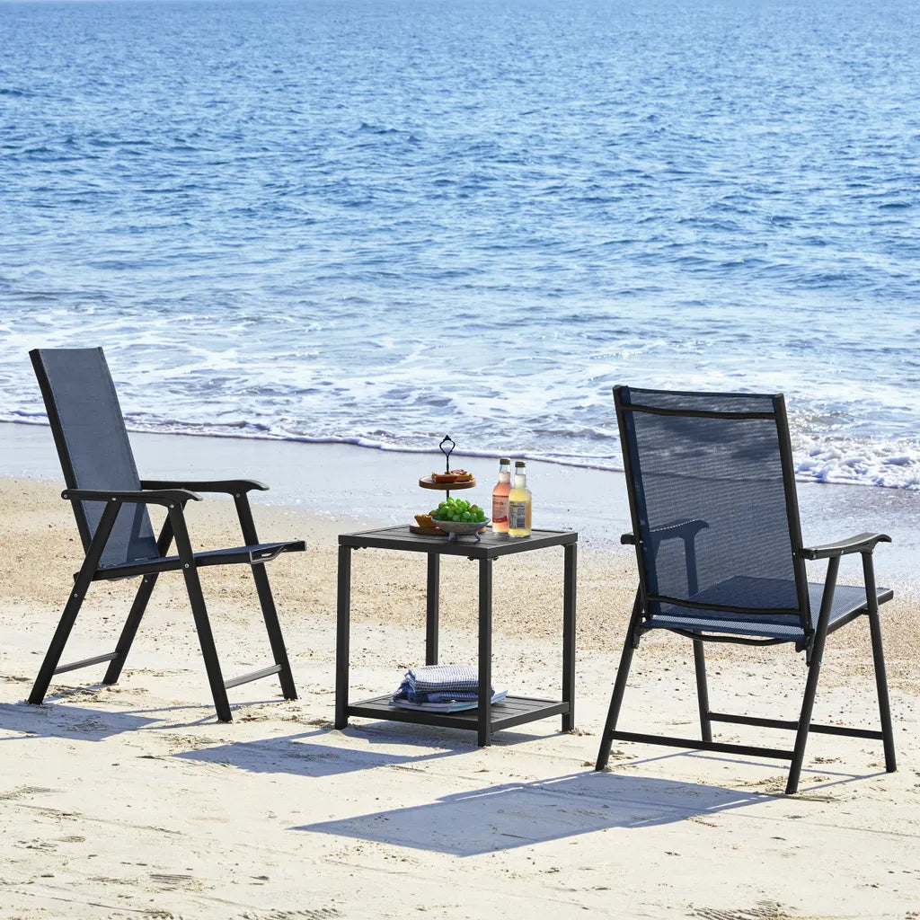 Yaheetech - Lot de 2 chaises de jardin pliables 54 x 57 x 93,5 cm - Bleu - Chaises pliantes avec accoudoirs et dossier haut