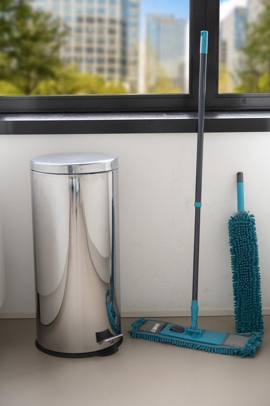 Kit de nettoyage Alpina - 7 pièces - Microfibre - Serpillère - Raclette à vitres - Racleur - Manche télescopique - Balai pliable