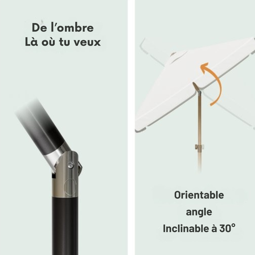 LifeGoods Parasol - Jardin - Parasol de balcon - 200x125cm - 30° inclinable - Imperméable - UPF50+ - Revêtement en bois - Crème