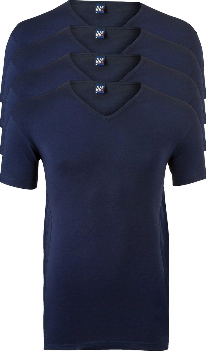 ALAN RED T-shirts Oklahoma (4-pack) - Col V stretch - Taille S - Marine
