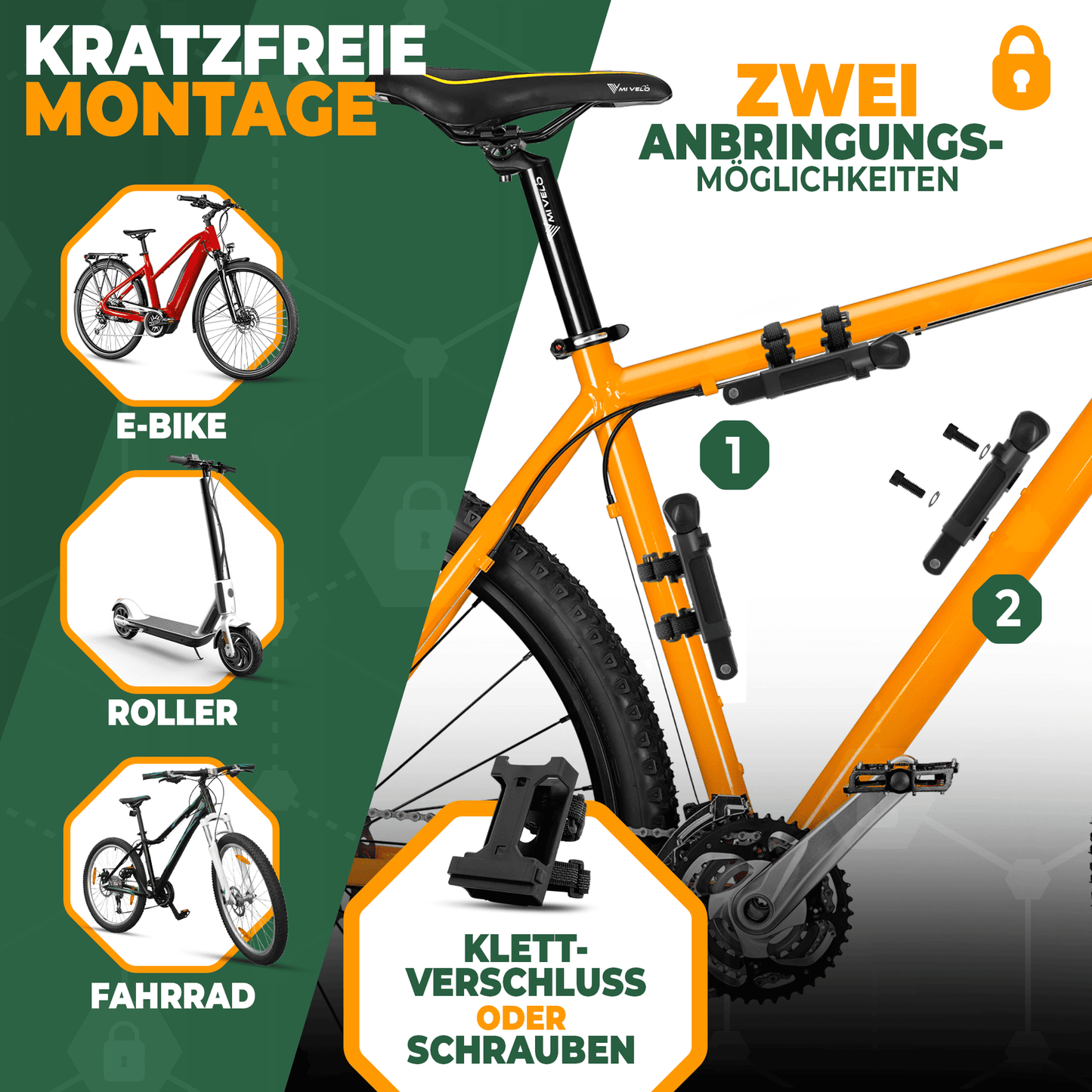 MIVELO - Cadenas robuste pour vélo avec clé - 120 cm de long - Niveau de sécurité 10/10 - Acier au carbone trempé - Noir